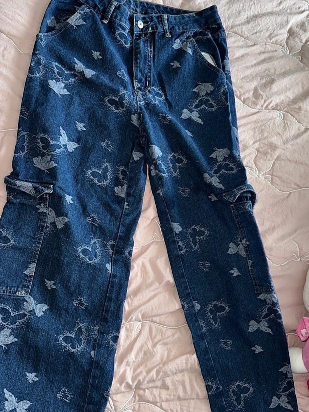 SHEIN Blue butterfly Printed Jeans